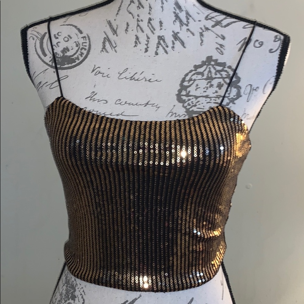 Gold sequin crop top